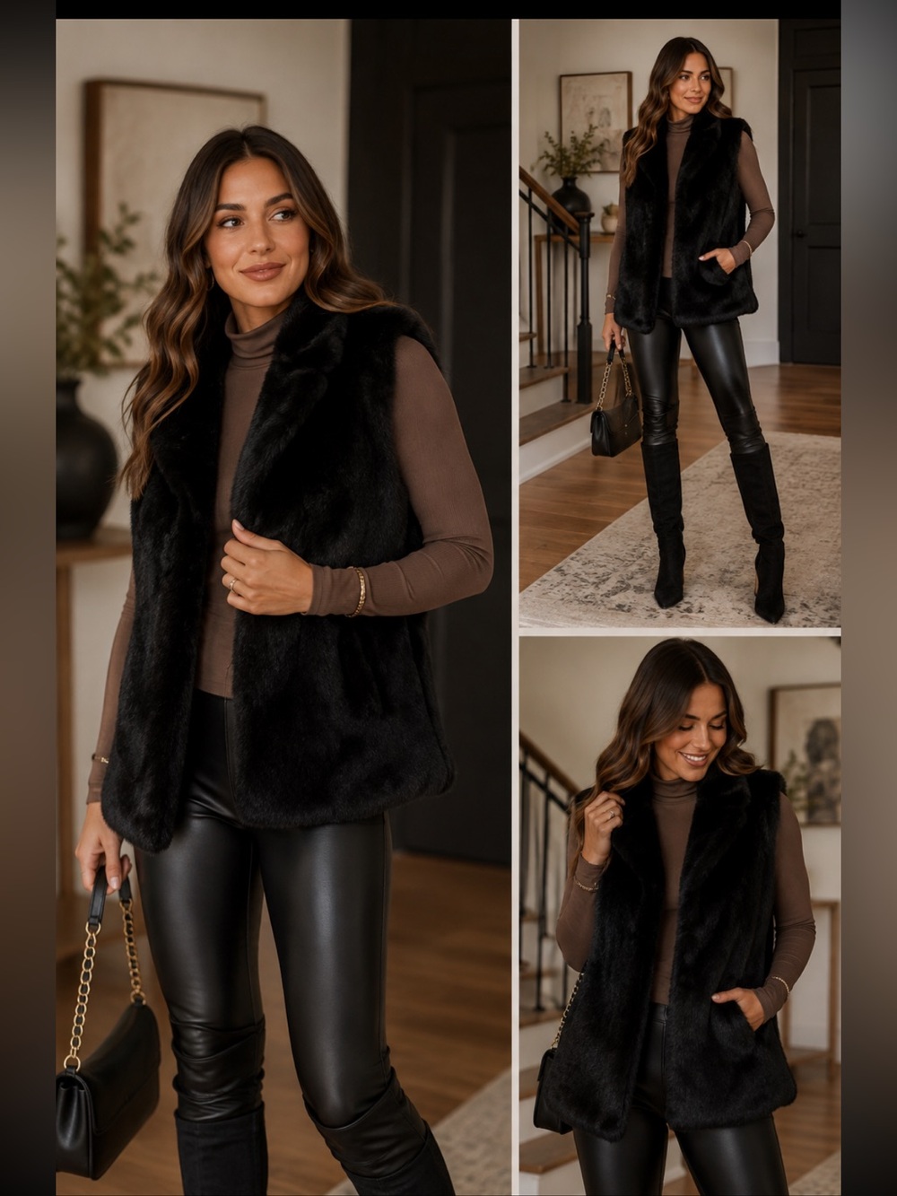Michael Kors Black Faux Fur Vest